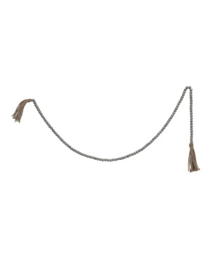 Grey Jute & Wood Bead Garland with Tassels – Cozy Autumn Décor