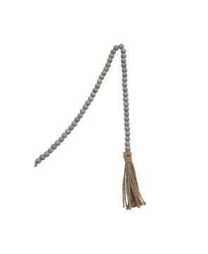 Grey Jute & Wood Bead Garland with Tassels – Cozy Autumn Décor