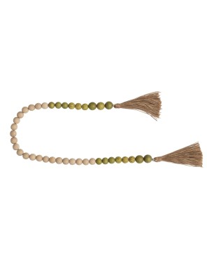 Wood & Coco Shell Bead Garland – Rustic Jute Tassel Home Décor