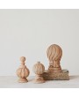 Hand-Carved Mango Wood Finials – Bleached, Set of 3