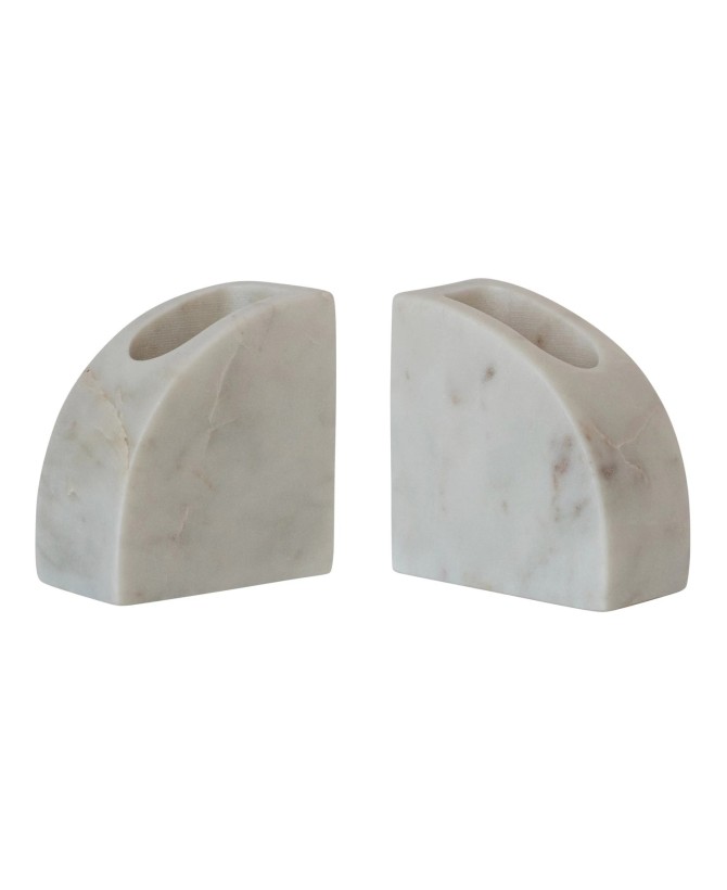 White Marble Vase/Container Bookends – Modern Set of 2