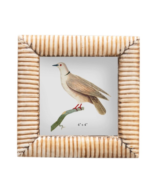 Hand-Carved Bone & MDF Photo Frame – Holds 4" x 4" Picture