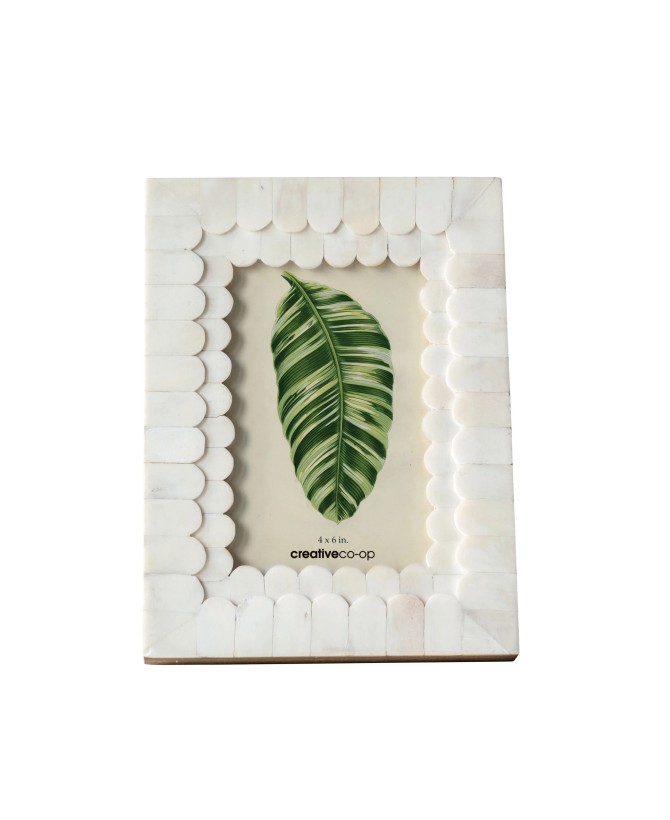 Handcrafted Bone Scalloped Photo Frame – Holds 4” x 6” Photo