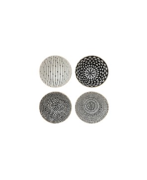 5" Black & White Stoneware Bowl – Gold Accents, 4 Styles