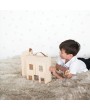 Portable Wood Folding Doll House with Faux Leather Handle
