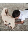 Portable Wood Folding Doll House with Faux Leather Handle