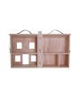 Portable Wood Folding Doll House with Faux Leather Handle