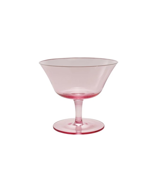 8 oz. Pink Stemmed Coupe Glass with White Rim – Elegant & Stylish