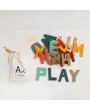 Handmade Wool Felt Alphabet Set – 26 Letters in Printed Drawstring Bag
