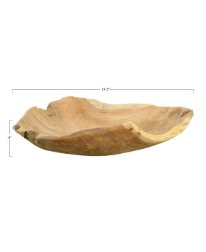 19.5” Teak Wood Bowl – Natural, Food Safe & Decorative