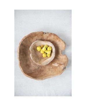 19.5” Teak Wood Bowl – Natural, Food Safe & Decorative