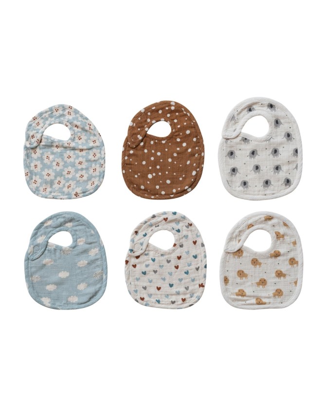Cotton Double Cloth Baby Bibs – 6 Stylish Patterns, Soft & Absorbent