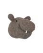 Handmade Wool Felt Hippo Head Wall Décor – Grey & Cream, Eco-Friendly