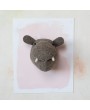 Handmade Wool Felt Hippo Head Wall Décor – Grey & Cream, Eco-Friendly