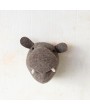Handmade Wool Felt Hippo Head Wall Décor – Grey & Cream, Eco-Friendly