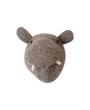 Handmade Wool Felt Hippo Head Wall Décor – Grey & Cream, Eco-Friendly