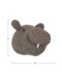 Handmade Wool Felt Hippo Head Wall Décor – Grey & Cream, Eco-Friendly
