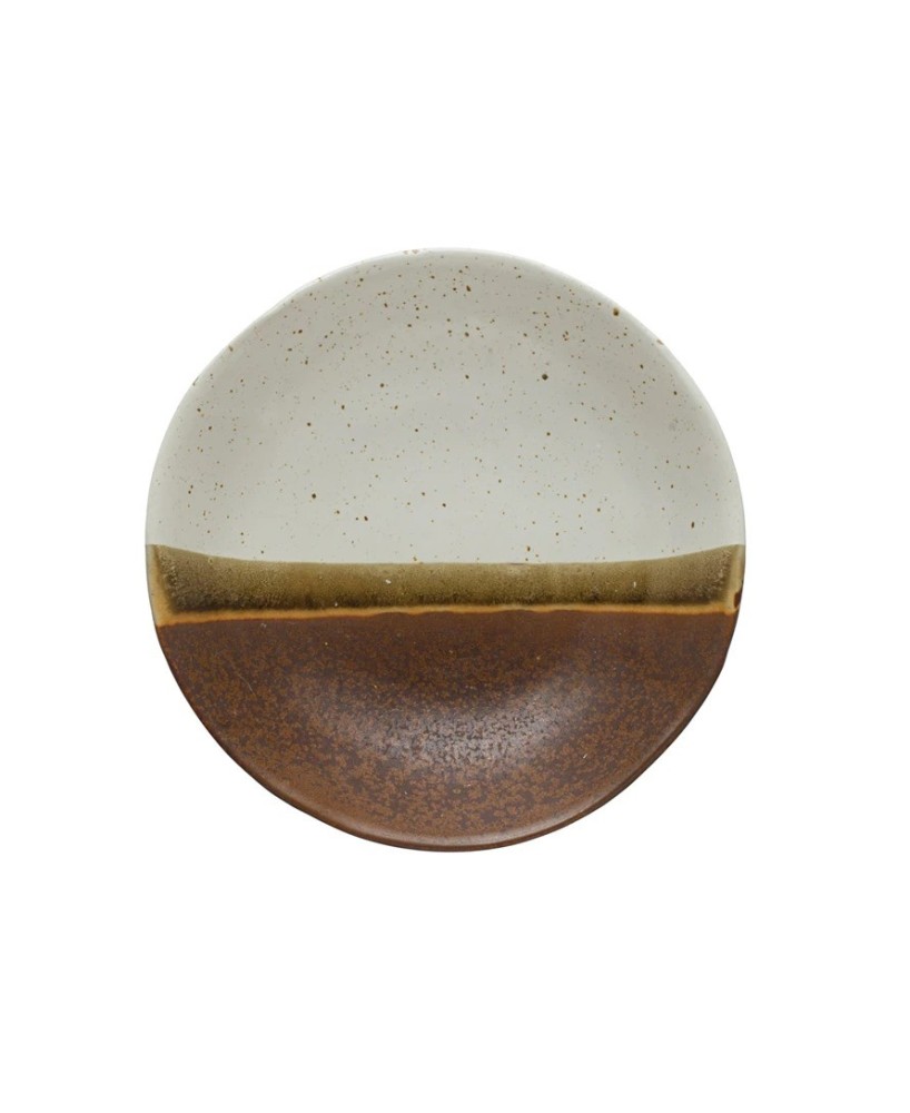 Handcrafted Stoneware Low Bowl – Reactive Glaze, Multi-Color Handcrafted Stoneware Low Bowl – Reactive Glaze, Multi-Color