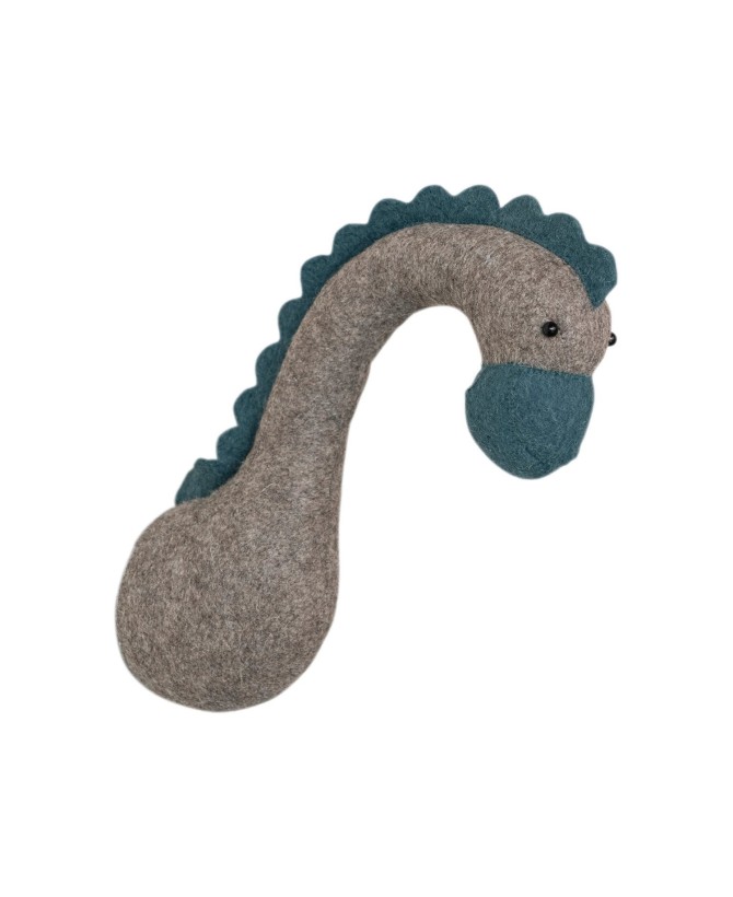 Handmade Wool Felt Dinosaur Head Wall Décor – Grey & Slate Blue