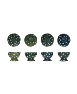 Two-Tone Hand-Painted Stoneware Footed Bowl – Unique & Food-Safe