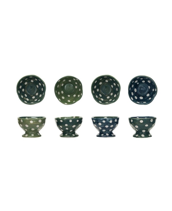 Two-Tone Hand-Painted Stoneware Footed Bowl – Unique & Food-Safe