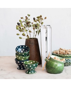 Two-Tone Hand-Painted Stoneware Footed Bowl – Unique & Food-Safe