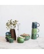 Two-Tone Hand-Painted Stoneware Footed Bowl – Unique & Food-Safe