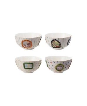 Embossed Hand-Painted Stoneware Bowl with Gold Electroplating