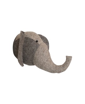 Handmade Wool Felt Elephant Head Wall Décor – Grey & Charcoal Elegance