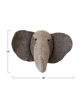 Handmade Wool Felt Elephant Head Wall Décor – Grey & Charcoal Elegance