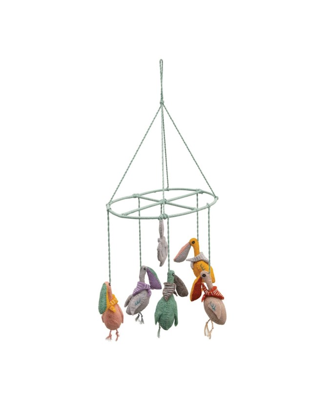Wool Felt Pelican & Anchor Mobile – Handcrafted Nursery Décor