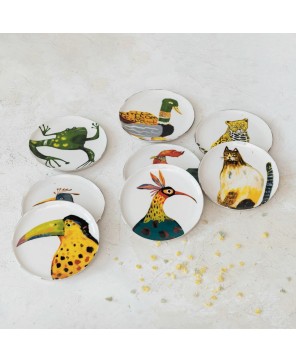Stoneware Plate with Animal/Bird Design – 8 Styles for Every Occasion