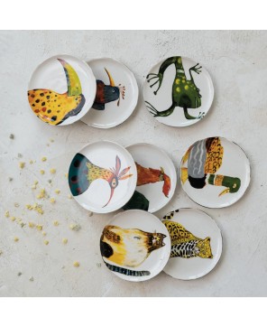 Stoneware Plate with Animal/Bird Design – 8 Styles for Every Occasion