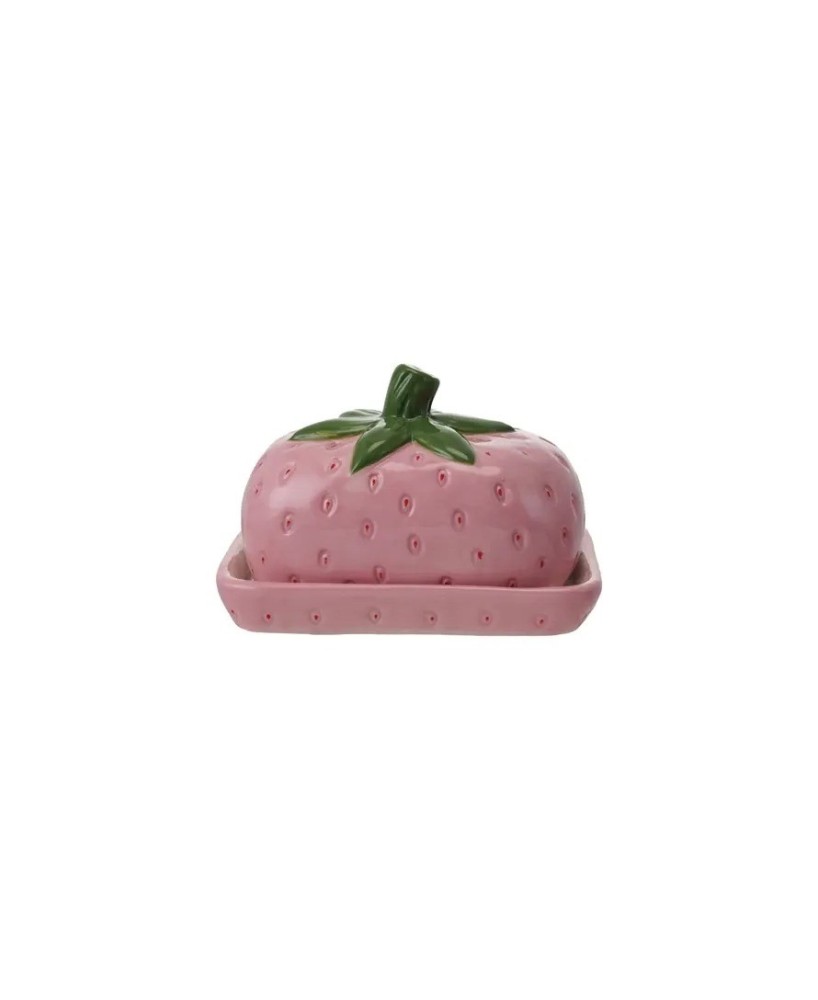 Hand-Painted Ceramic Strawberry Butter Dish – Cute & Functional