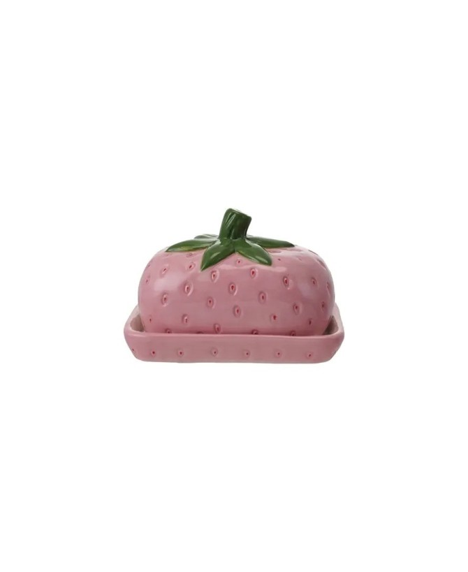 Hand-Painted Ceramic Strawberry Butter Dish – Cute & Functional