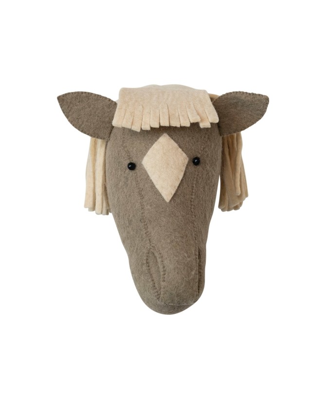 Handmade Wool Felt Horse Head Wall Décor – Brown & Cream