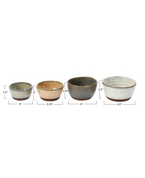 Stoneware Nesting Bowls with Reactive Glaze – Set of 4