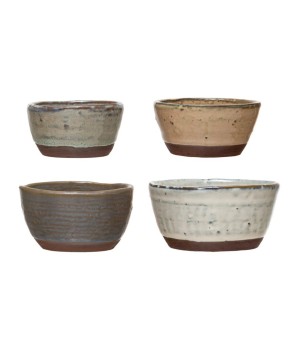 Stoneware Nesting Bowls with Reactive Glaze – Set of 4