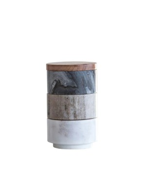 Stacking Marble Pinch Pots with Acacia Lid – Elegant & Space-Saving