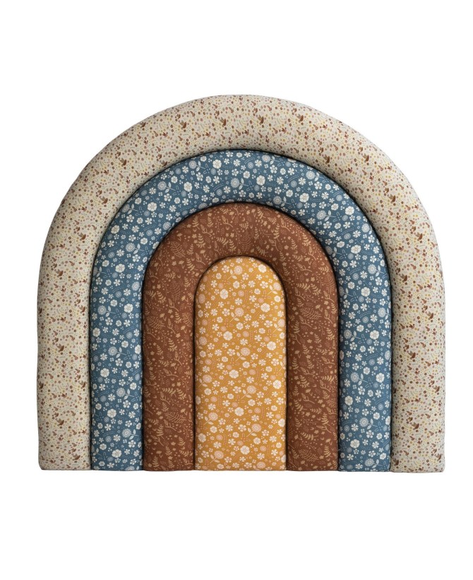Rainbow Floral Upholstered Twin Headboard – Cottagecore Style for Kids