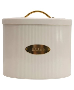 Metal Bread Storage Box – Cream & Gold | Kitchen Decor