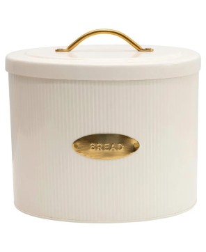 Metal Bread Storage Box – Cream & Gold | Kitchen Decor