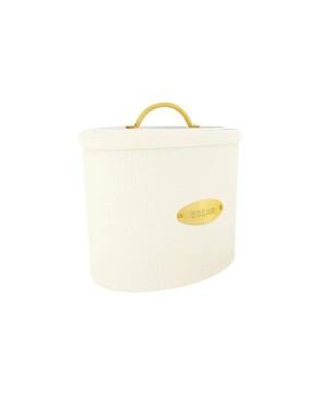 Metal Bread Storage Box – Cream & Gold | Kitchen Decor