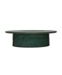 Stoneware Pedestal – 12” Round, Reactive Glaze, Matte Green