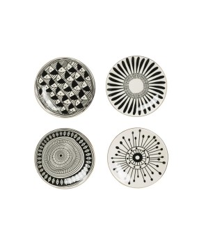 Elegant 5.25” Stoneware Plate – Black & White with Gold Electroplating
