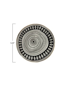 Elegant 5.25” Stoneware Plate – Black & White with Gold Electroplating