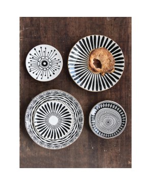Elegant 5.25” Stoneware Plate – Black & White with Gold Electroplating