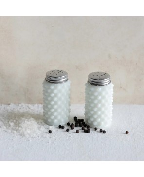 Vintage Milk Glass Salt & Pepper Shakers – Classic Hobnail Design