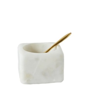Luxury Marble Bowl with Brass Spoon – Elegant Kitchen Essential
