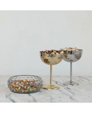 Hand-Blown Glass Inverted Hobnail Bowl – Elegant & Unique Design